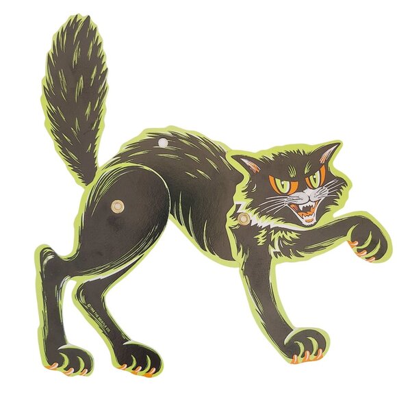 Vintage Halloween Black Cat Die-cut Jointed Beistle 1968 Made In USA - Picture 1 of 5